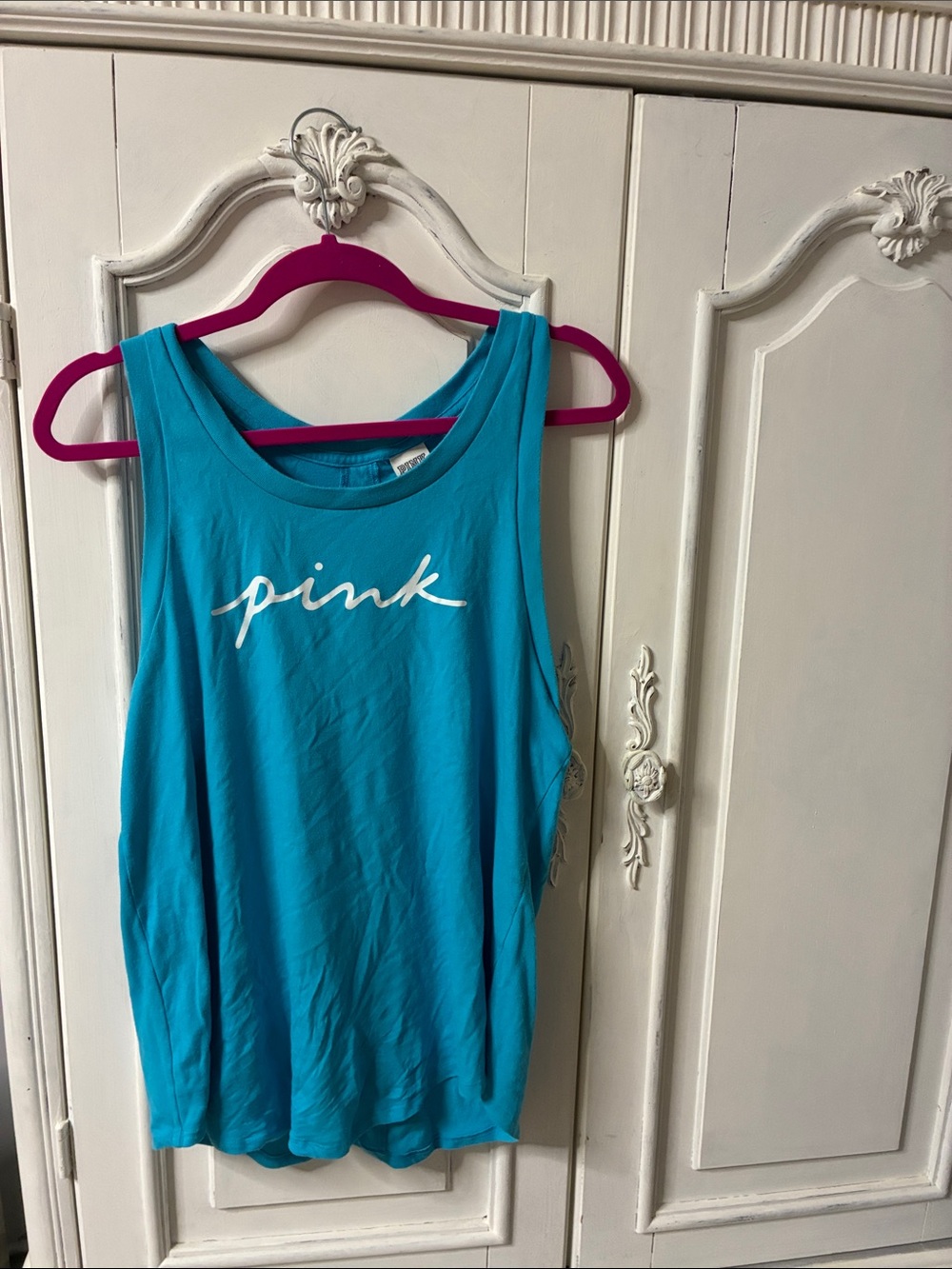 PINK Victoria's Secret Turquoise Logo Tank Top